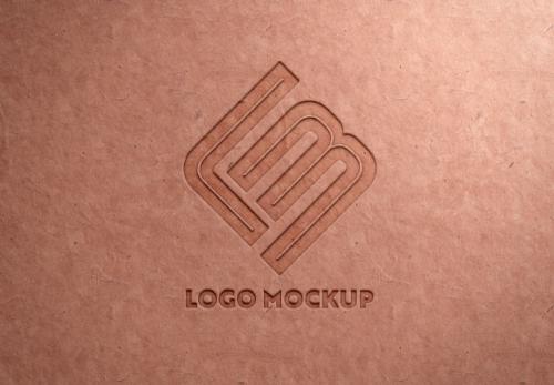 Debossed Logo On Recycled Paper Texture Mockup Premium PSD