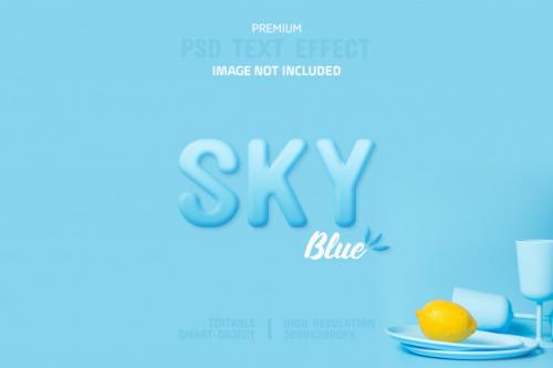 Editable Sky Blue Text Effect Template Premium PSD