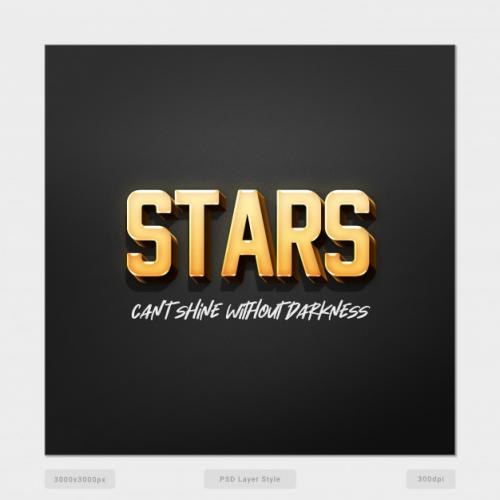 Stars Can't Shine Without Darkness 3d Text Style Effect Psd Premium PSD