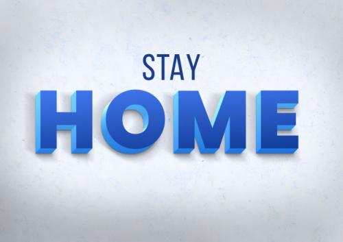 Stay Home 3d Blue Text Effect Premium PSD