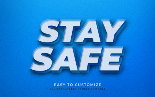 Stay Safe Stay Home 3d Text Style Effect Mockup Premium PSD