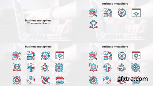 me14680963-business-metaphors-flat-animation-icons-montage-poster