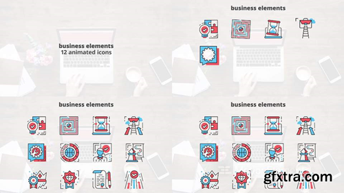 me14680975-business-elements-flat-animation-icons-montage-poster