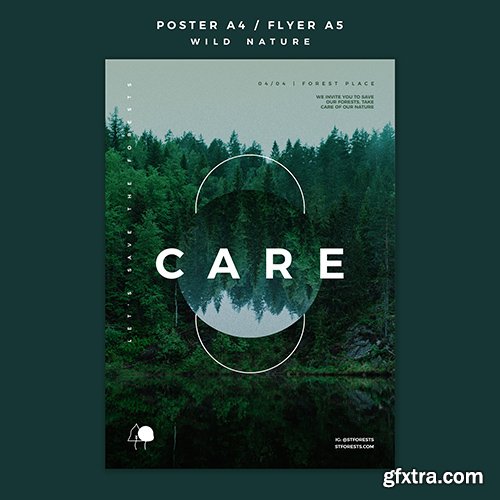 Flyer template for wild nature with forest