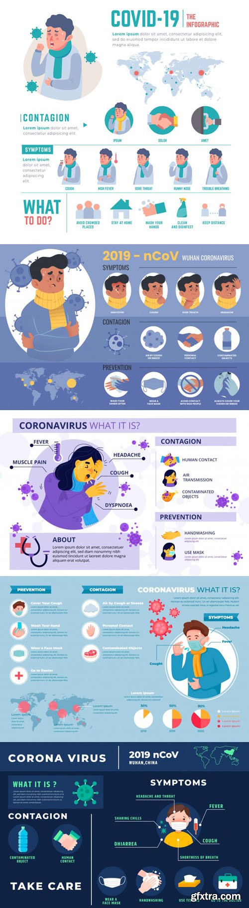 Coronavirus Infographic Vector Set - Protect Yourself Vol.2