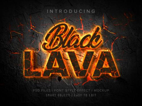 Black Lava 3d Font Style Effect Mockup Premium PSD