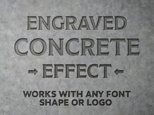 Engraved Concrete Text Effect Mockup Premium PSD