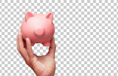 Isolated Male Hand Holding A Piggy Bank Premium PSD