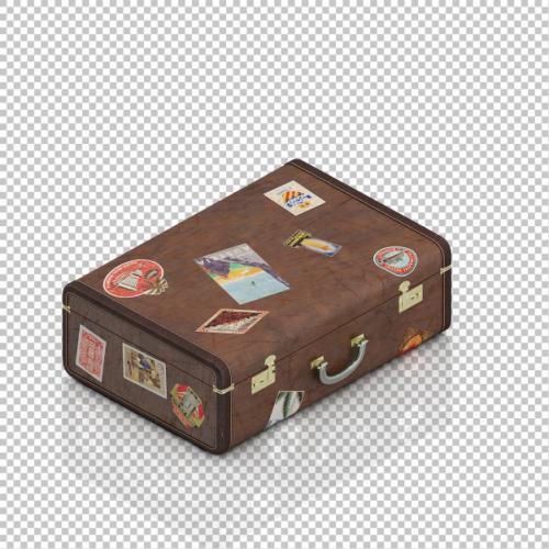 Isometric Vintage Suitcase Premium PSD