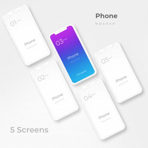 White Phone Mockup Premium PSD