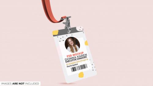 Corporate Id Card With Lanyard Perspective View Psd Mockup Premium PSD