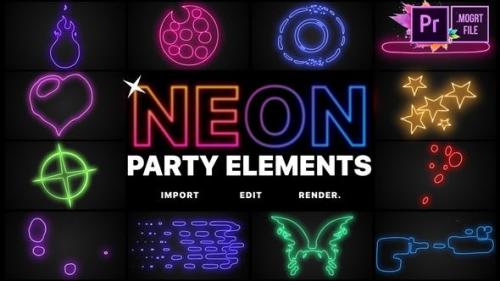 Videohive - Neon Party Elements | Premiere Pro MOGRT