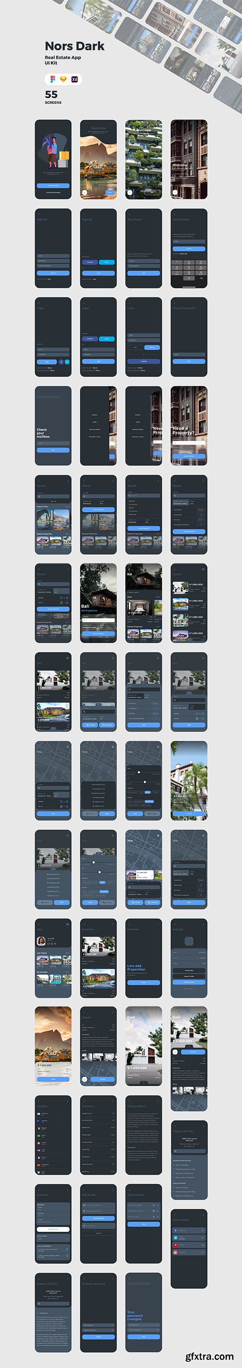 Nors Dark - Real Estate App UI Kit