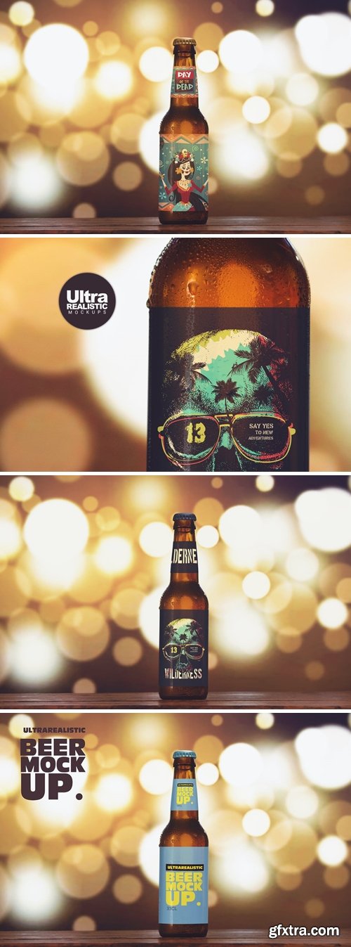 Blurred Lights Beer Mockup