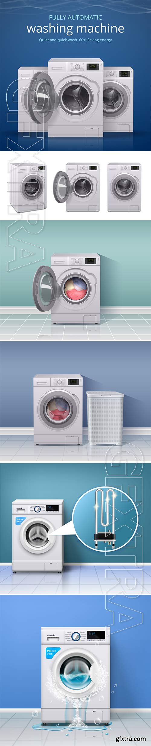 Washing machines in vector