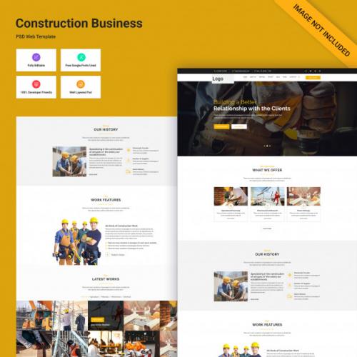 Construction Business Website Ui Premium PSD