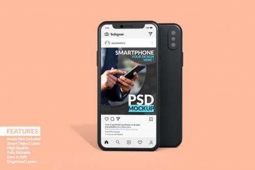 Instagram Post Template On Phone Mockup Premium Premium PSD