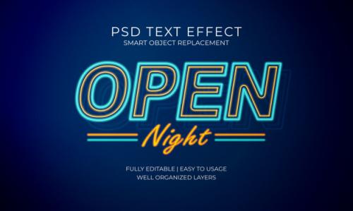 Open Neon Text Effect Premium PSD