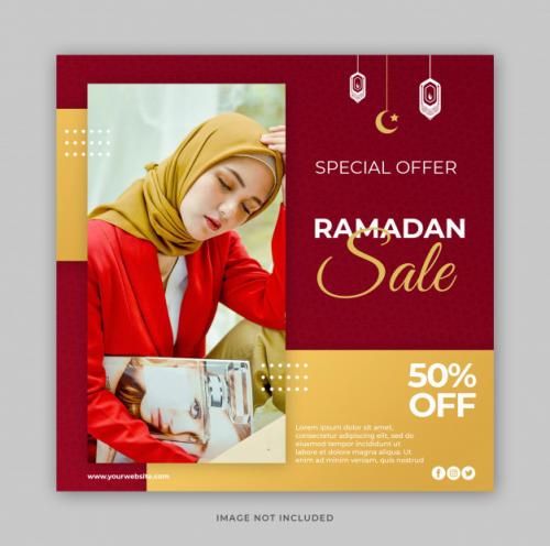 Social Media Post Template With Ramadan Sale Promotion Concept Premium PSD