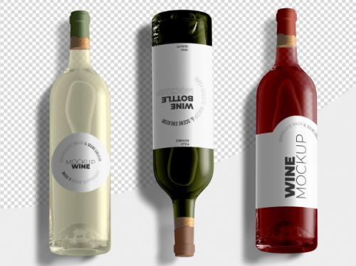 Topview Red And White Wine Bottles Mockup Template Premium PSD