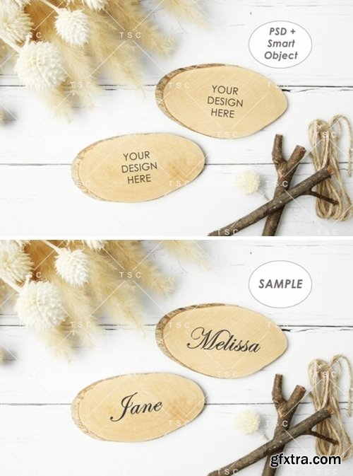 Wood Place Card Mockup 3994242