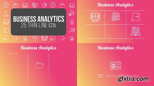 me14681032-business-analytics-thin-line-icons-montage-poster