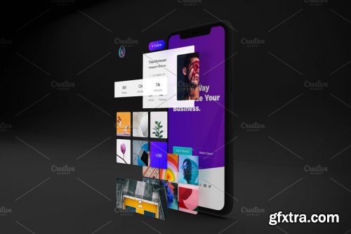 CreativeMarket - Dark iPhone 11 Mockup V.2 4489245