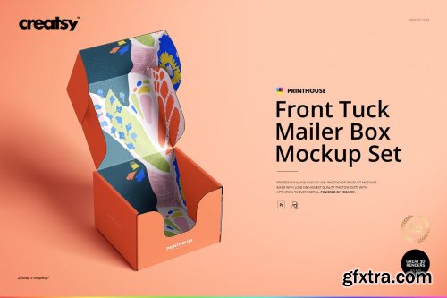 CreativeMarket - Front Tuck Mailer Box Mockup Set 01 4351625