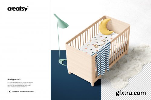 CreativeMarket - Fitted Crib Sheet + Adds Mockup Set 4394411