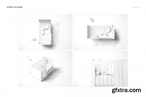 CreativeMarket - Fitted Crib Sheet + Adds Mockup Set 4394411