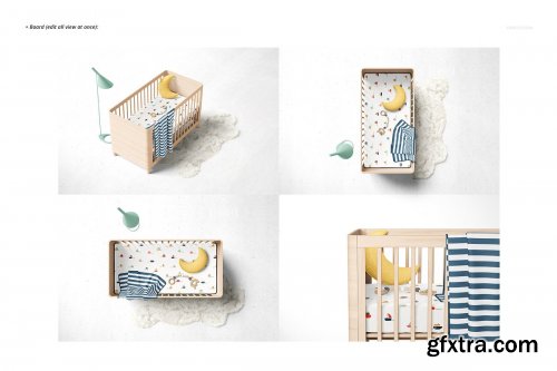 CreativeMarket - Fitted Crib Sheet + Adds Mockup Set 4394411