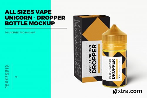 CreativeMarket - All Sizes Vape Dropper Bottle MockUp 4399892