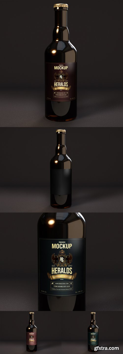 Dark Beer Bottle Mockup 335355014