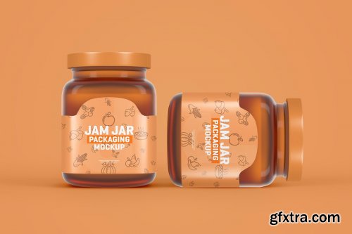 CreativeMarket - Glass Jam Jar Packaging Mockup 4321463