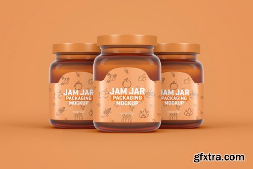 CreativeMarket - Glass Jam Jar Packaging Mockup 4321463