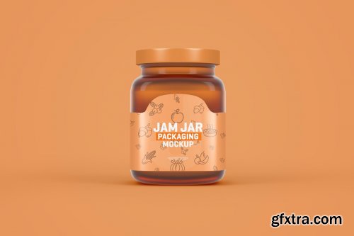 CreativeMarket - Glass Jam Jar Packaging Mockup 4321463
