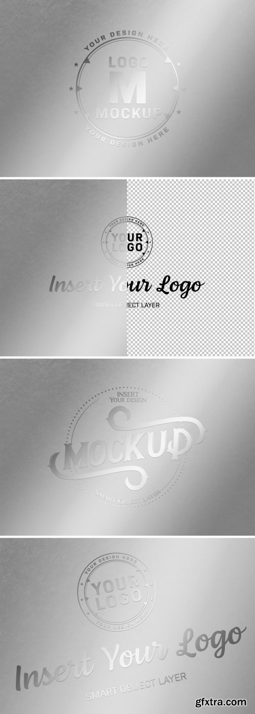  Reflecting Chrome Logo on Metal Plate Mockup 336442908