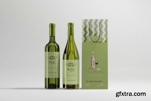 CreativeMarket - White Wine with Bag Mockups 4752080