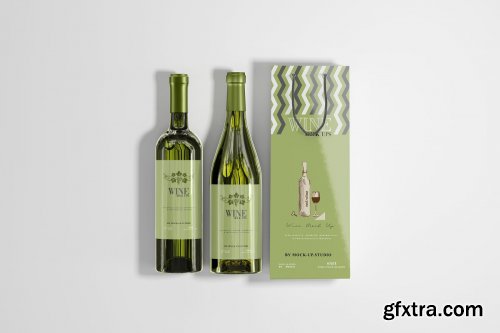 CreativeMarket - White Wine with Bag Mockups 4752080