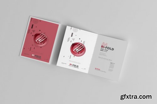 CreativeMarket - A4 Bi-Fold Brochure Mockups 4713388