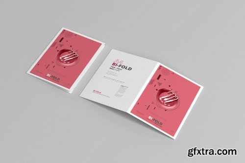 CreativeMarket - A4 Bi-Fold Brochure Mockups 4713388