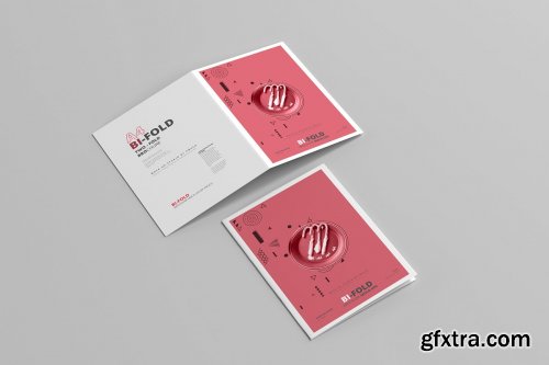 CreativeMarket - A4 Bi-Fold Brochure Mockups 4713388