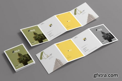 CreativeMarket - A4 Four Fold Brochure Mockups 4657765