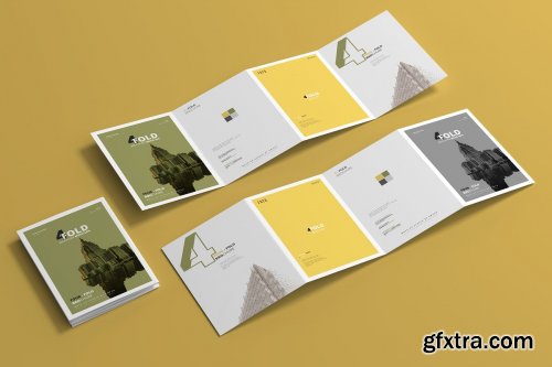 CreativeMarket - A4 Four Fold Brochure Mockups 4657765