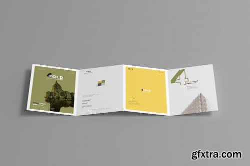 CreativeMarket - A4 Four Fold Brochure Mockups 4657765