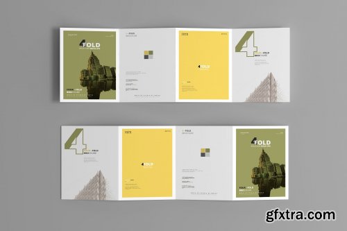 CreativeMarket - A4 Four Fold Brochure Mockups 4657765