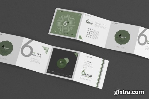 CreativeMarket - Six Fold Square Brochure Mockups 4718114