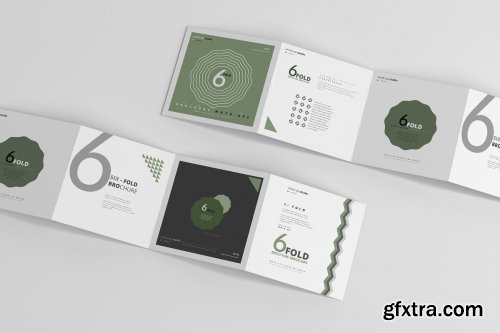 CreativeMarket - Six Fold Square Brochure Mockups 4718114