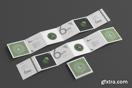 CreativeMarket - Six Fold Square Brochure Mockups 4718114