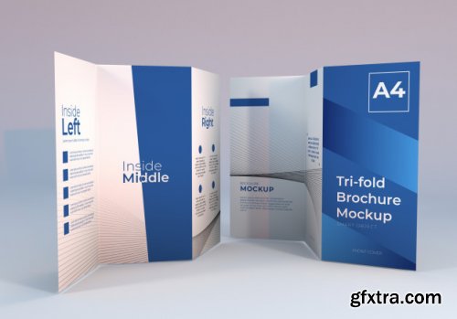 Realistic a4 trifold brochure mockup